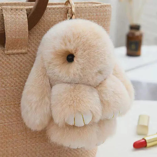 15Cm Fluffy Rabbit Fur Pompon Bunny Keychain Soft Cute Rabbit Toy Key Chain Bag Decoration Accessories Gift for Girls