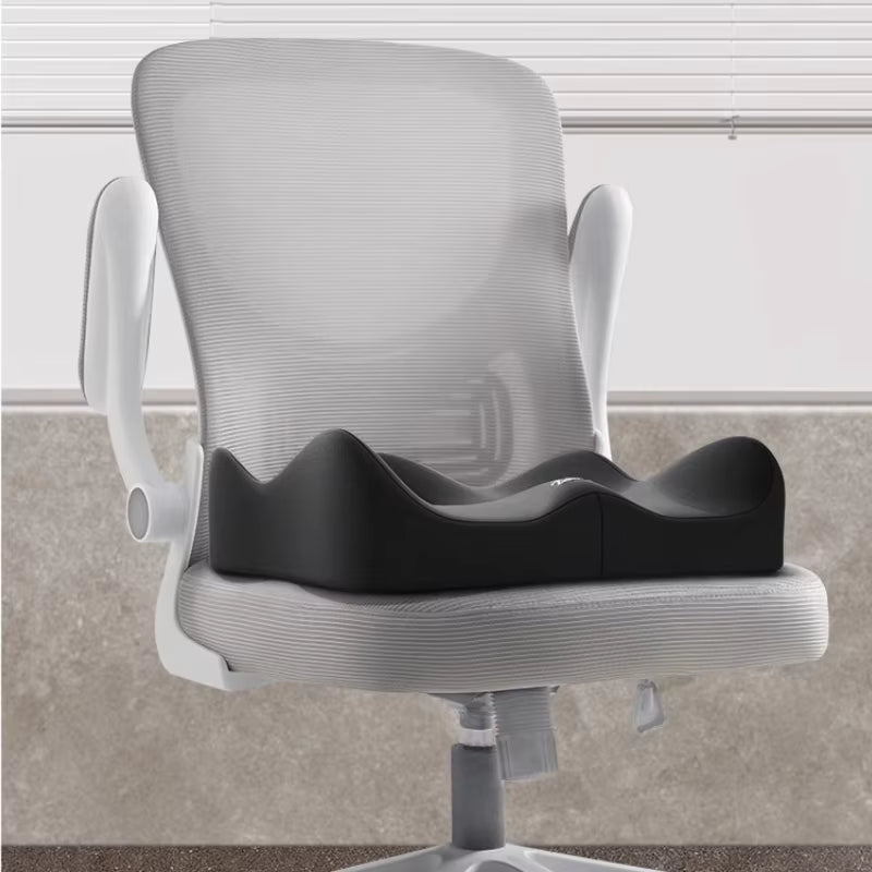 1Pc Memory Foam Seat Cushion - 3D Ergonomic Support| Light Green & Grey, Washable Polyester, Car/Office Essentials