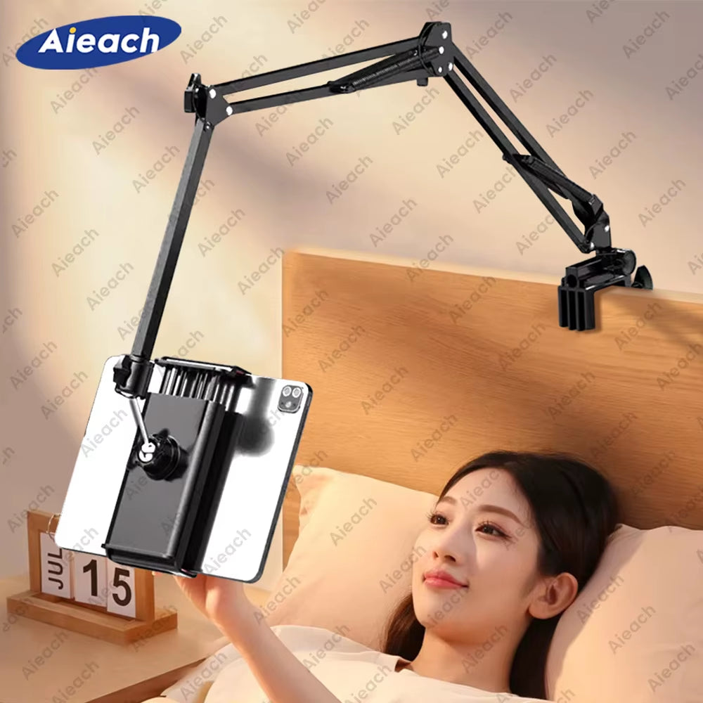 Tablet Holder for Bed with Long Metal Arm Ipad Stand Tablet Bracket 360° Rotating Bed Phone Mount for 4.5~12.9 Inch Phone Tablet