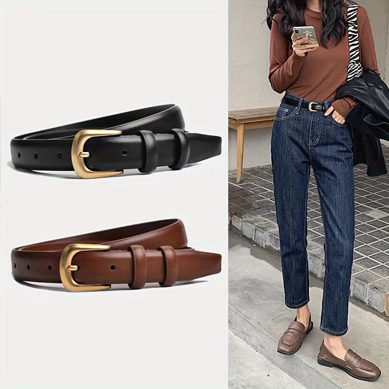 1 Piece Belt Ladies Fashion Simple Belt Decorative Black with Jeans Belt Suitable for Daily Wear and Use