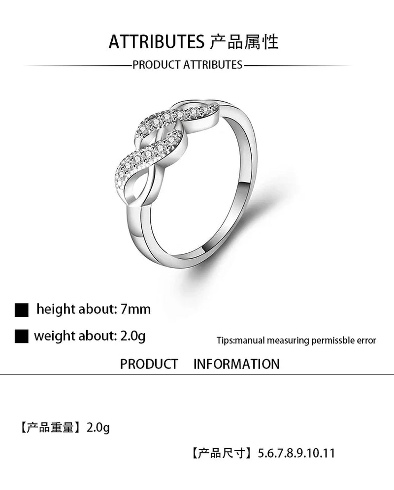 New Infinity Ring 925 Sterling Silver Eternity Ring Charms Best Friend Gift Endless Love Symbol Silver Rings for Women Jewelry