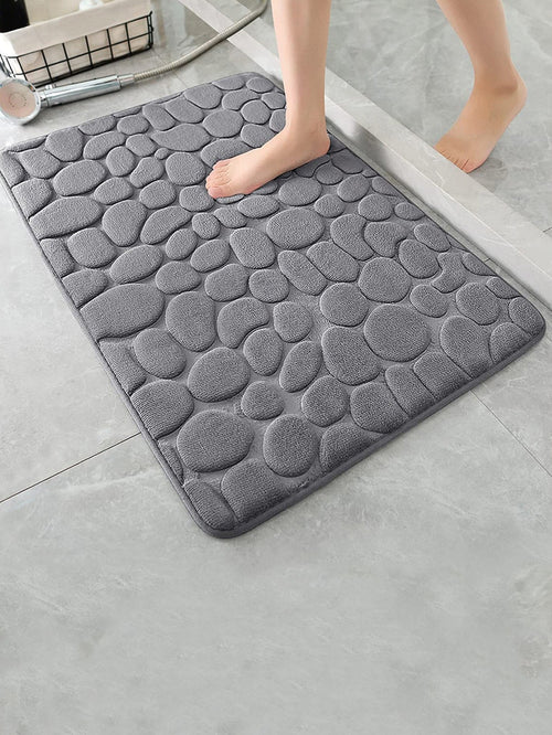1Pc Gray Absorbent Non-Slip Fiber Pebble Embossed Doorway Rug Doormat or U-Shaped Toilet Mat Home Bathroom Decor Floor Carpet Outdoor Rug Door Mat Fall Decor Bathroom Accessories Back to School Entryway Decor