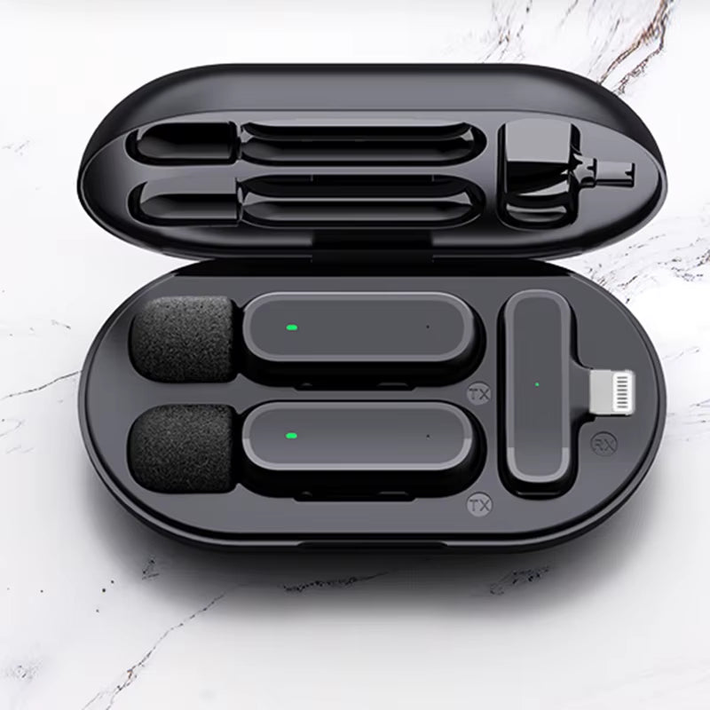Wireless HD Radio Live Microphone K61 Dual Mic 20 Meters for Mobile Phone Tiktok, Short Video Recording