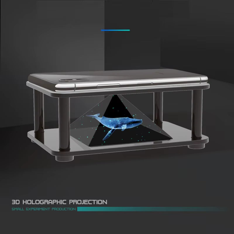 Universal 3D Holographic Display Stand Projector Mini Pyramid Hologram Projection Showcase for Mobile Phone Ipad MV Projector
