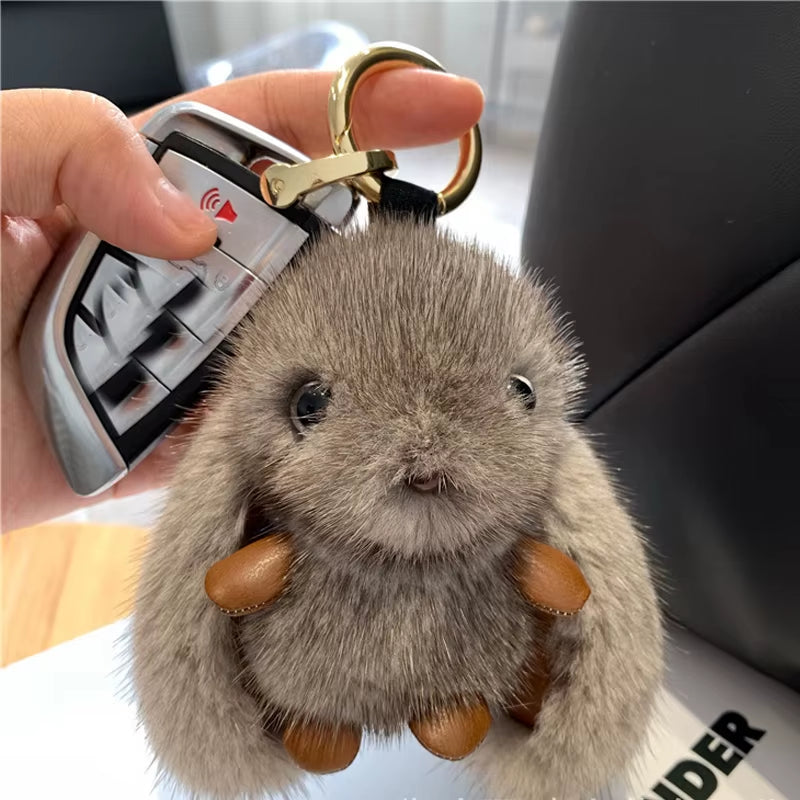 15Cm Fluffy Rabbit Fur Pompon Bunny Keychain Soft Cute Rabbit Toy Key Chain Bag Decoration Accessories Gift for Girls