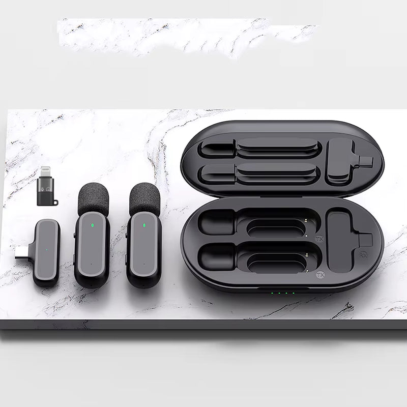 Wireless HD Radio Live Microphone K61 Dual Mic 20 Meters for Mobile Phone Tiktok, Short Video Recording