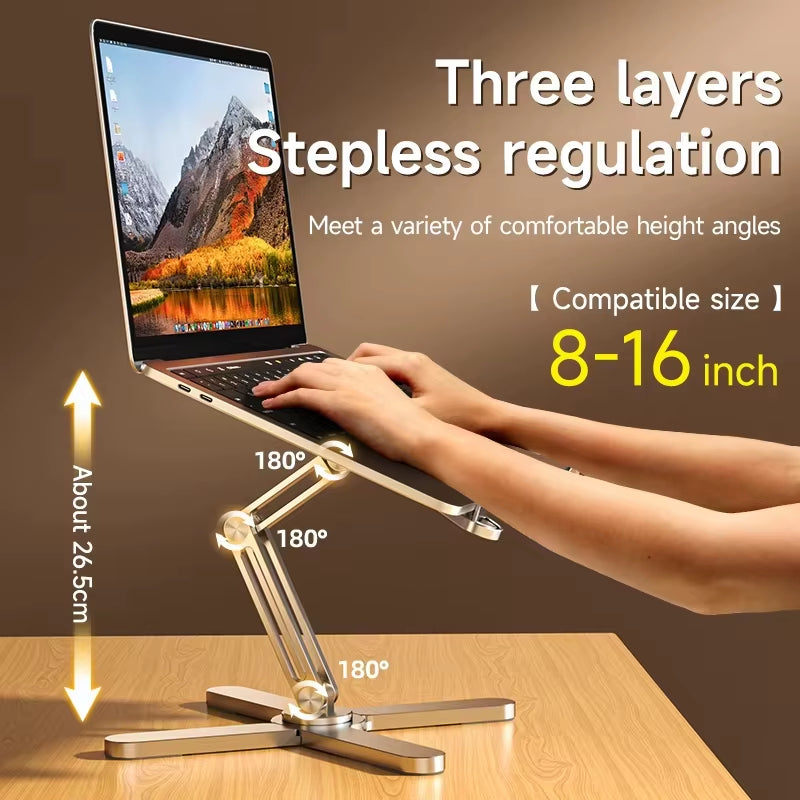Foldable Laptop Stand 360 Rotation Notebook Table Aluminum Alloy Holder Portable Book Tablet Bracket with Heat Dissipation