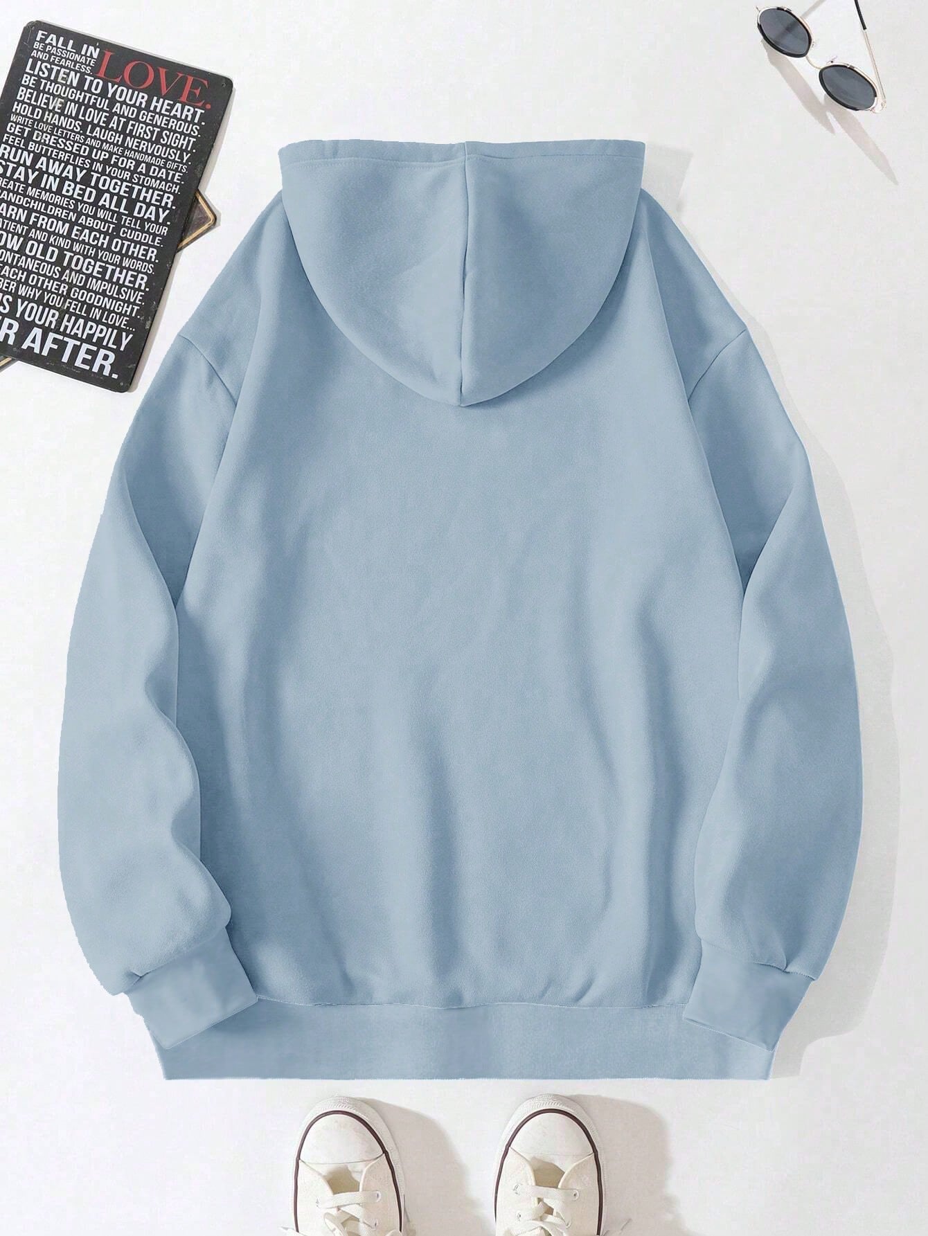 Manfinity Homme Loose Fit Men'S Bear Embroidery Hoodie, for Fall, Long Sleeve Top