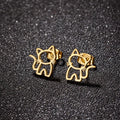 1 Pair Cute Cat Stainless Steel Stud Earrings for Mens Womens Punk Students Gifts Trend Fashion Small Ear Studs Jewelry