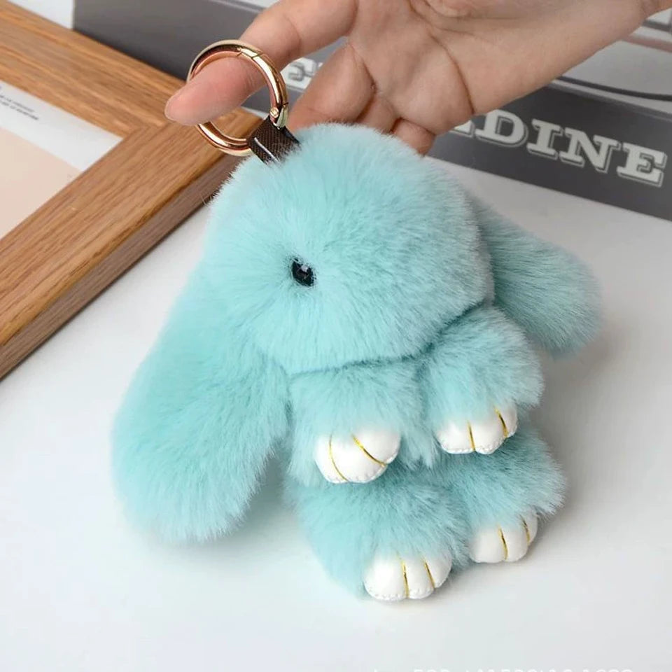 15Cm Fluffy Rabbit Fur Pompon Bunny Keychain Soft Cute Rabbit Toy Key Chain Bag Decoration Accessories Gift for Girls