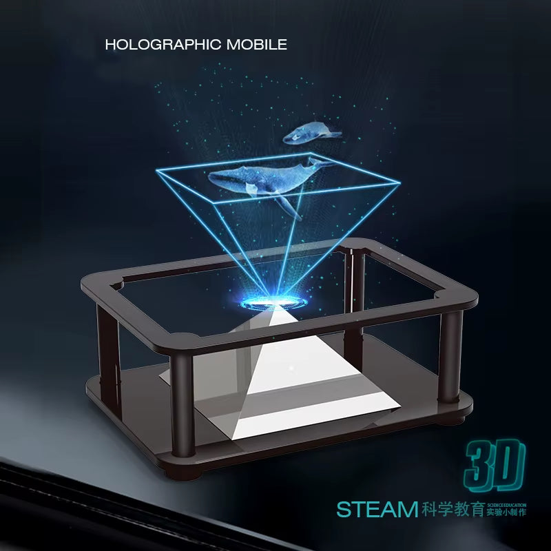Universal 3D Holographic Display Stand Projector Mini Pyramid Hologram Projection Showcase for Mobile Phone Ipad MV Projector