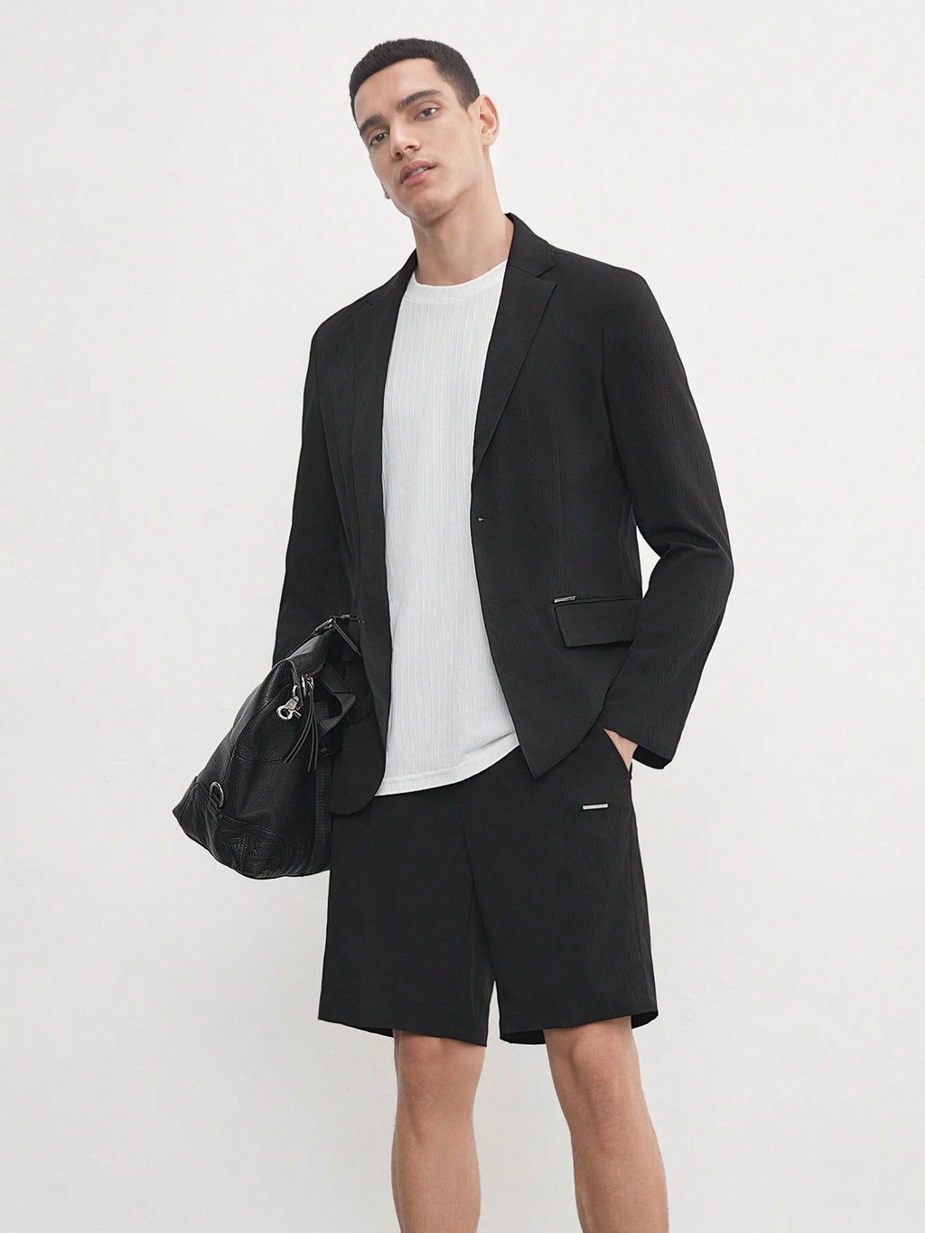 AKNOTIC Business Casual Easy Care 2Pcs Men'S Old Money Style Black Woven Stretch Wash-And-Wear Wrinkle-Free Suit for Summer