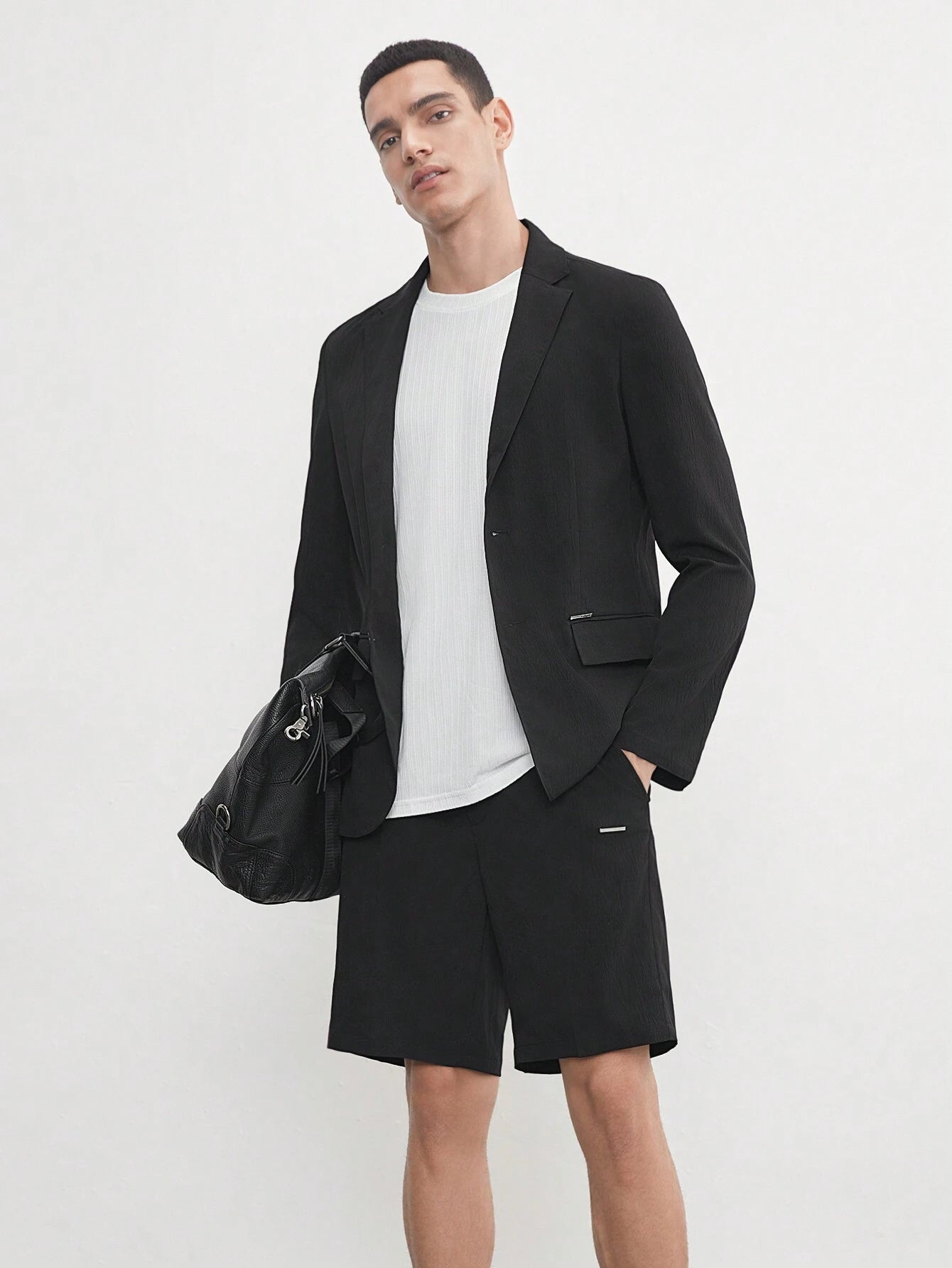 AKNOTIC Business Casual Easy Care 2Pcs Men'S Old Money Style Black Woven Stretch Wash-And-Wear Wrinkle-Free Suit for Summer