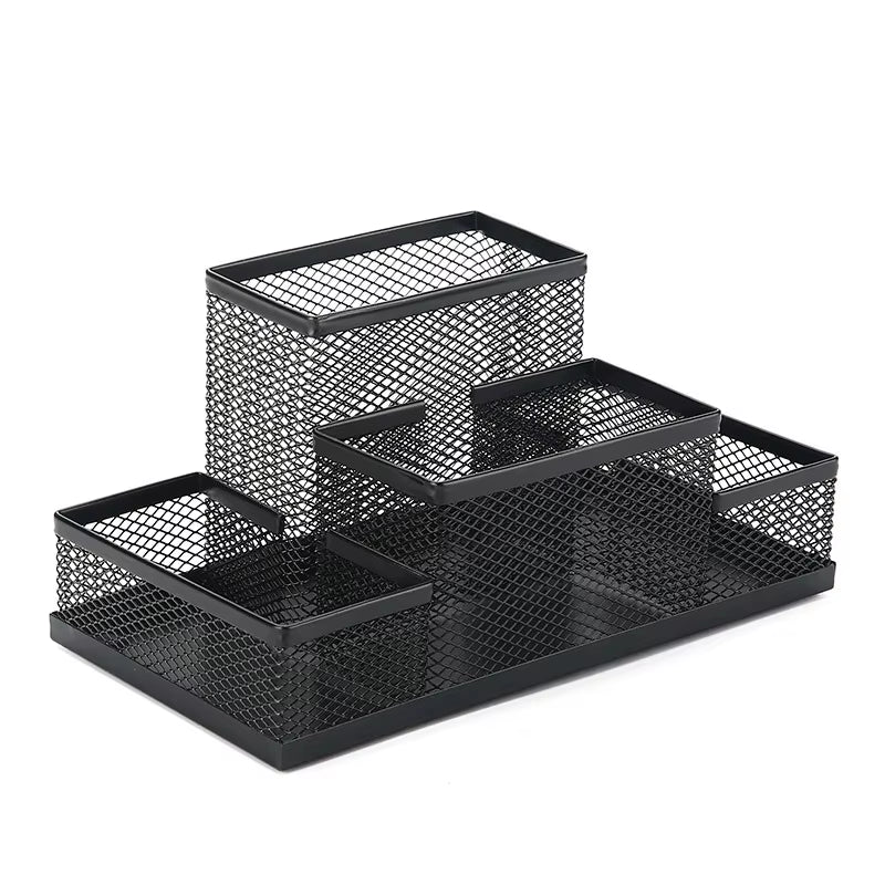 1Pc Fashion Multifunctional Office Stationery Desk Organizer Mesh Collection Pen Holder Organizer Box Office School Supplies