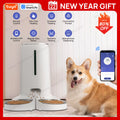 Wifi Automatic Cat Feeders for 2 Cats, 4L Cat Food Dispenser with APP Control, Double Stainless Steel Bowls, Low Food Alarms