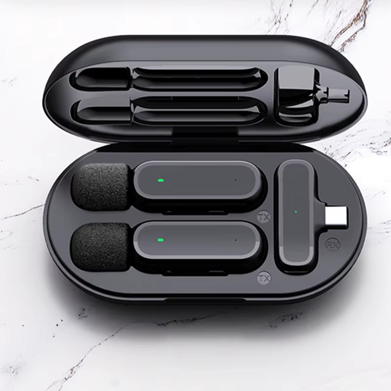 Wireless HD Radio Live Microphone K61 Dual Mic 20 Meters for Mobile Phone Tiktok, Short Video Recording