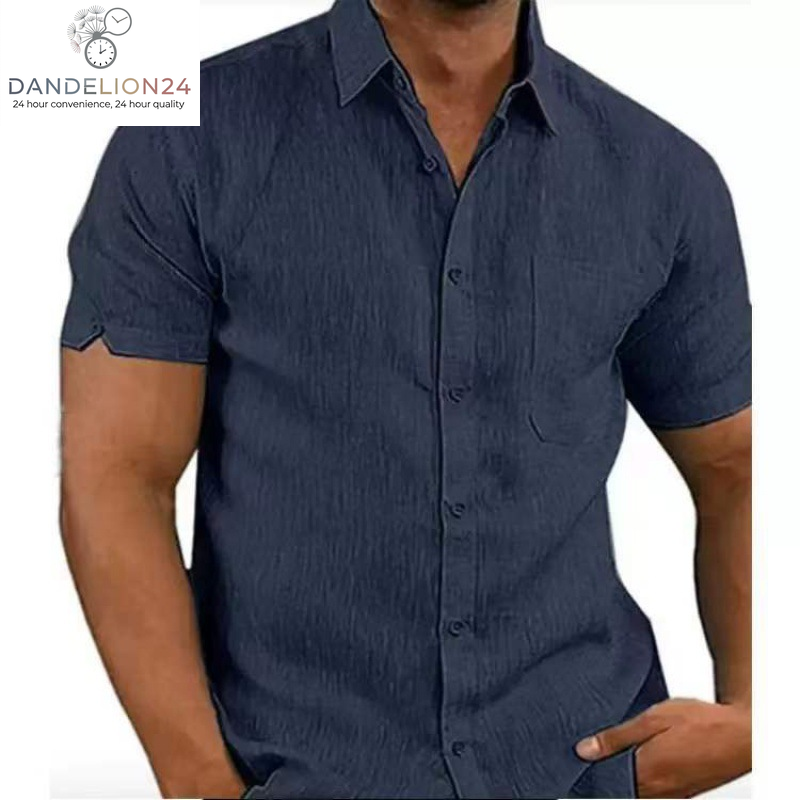 Men Short Sleeve Summer Solid Shirts Casual Loose Tops Tee