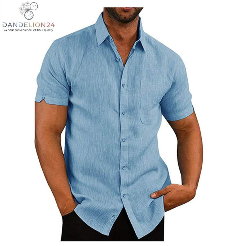 Men Short Sleeve Summer Solid Shirts Casual Loose Tops Tee