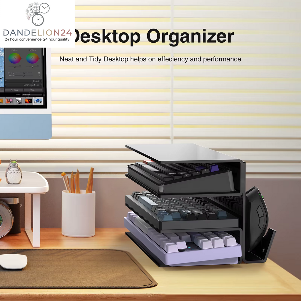 Acrylic Keyboard Plate Display Stand 3 Tiers Mechanical Keyboard Storage Ergonomic Transparent Holder for Mouse Storage Rack