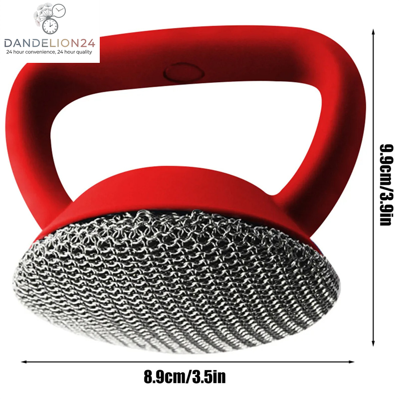 Cast Iron Scrubber 316 Stainless Steel Cast Iron Scrubber with Handle Steel Wool Scrubber round Chainmail Scrubber Brush Kitchen Gadgets