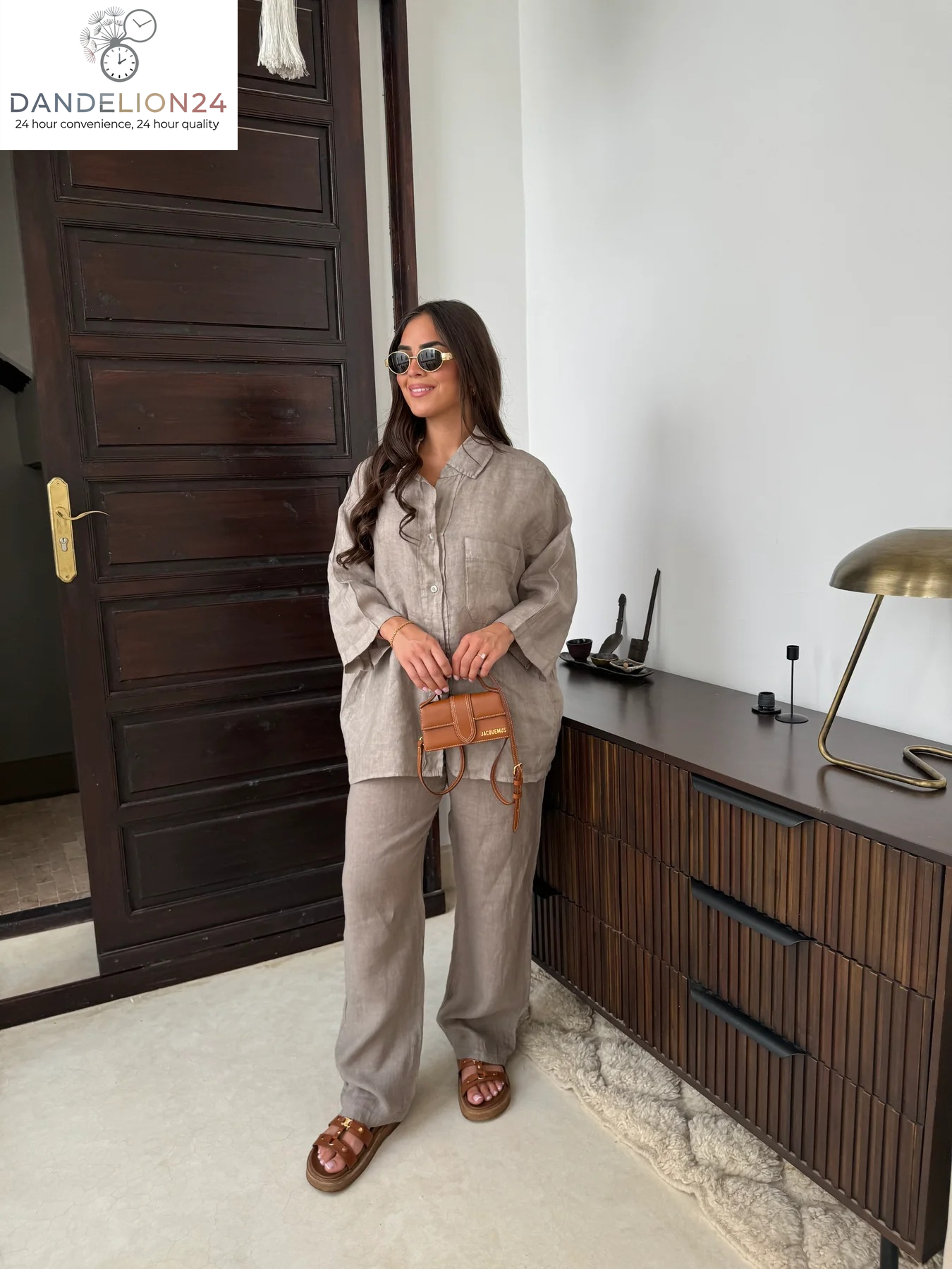 Casual Polyester Pocket Shirt Pants Suitable for Women'S Wide Leg Pants, Long Sleeved Shirt Set, Women'S Loose High Street Two-Piece Set