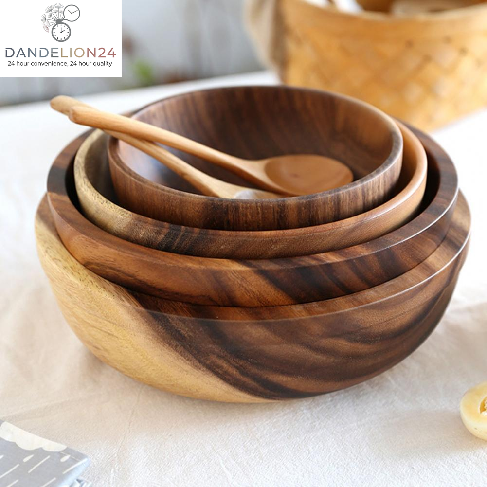 Kitchen Natural Wooden Bowl Household Fruit Bowl Salad Bowl for Home Restaurant Food Container Wooden Utensils Note the Size Hot