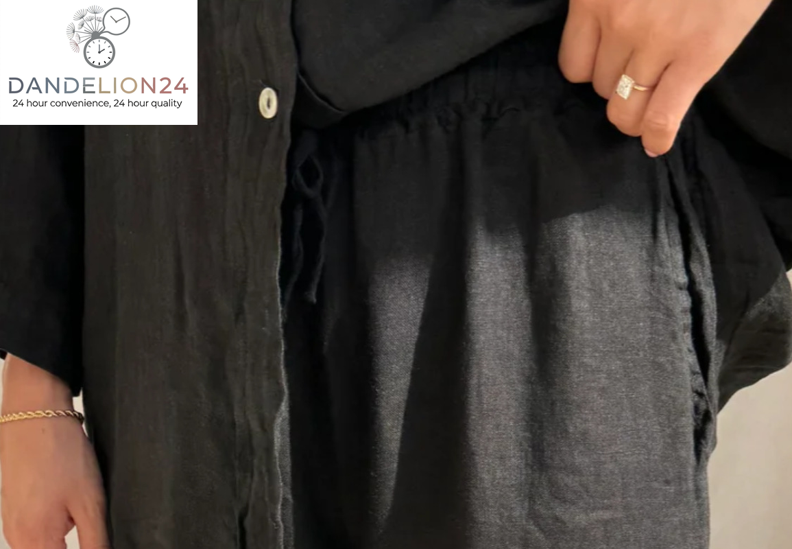 Casual Polyester Pocket Shirt Pants Suitable for Women'S Wide Leg Pants, Long Sleeved Shirt Set, Women'S Loose High Street Two-Piece Set