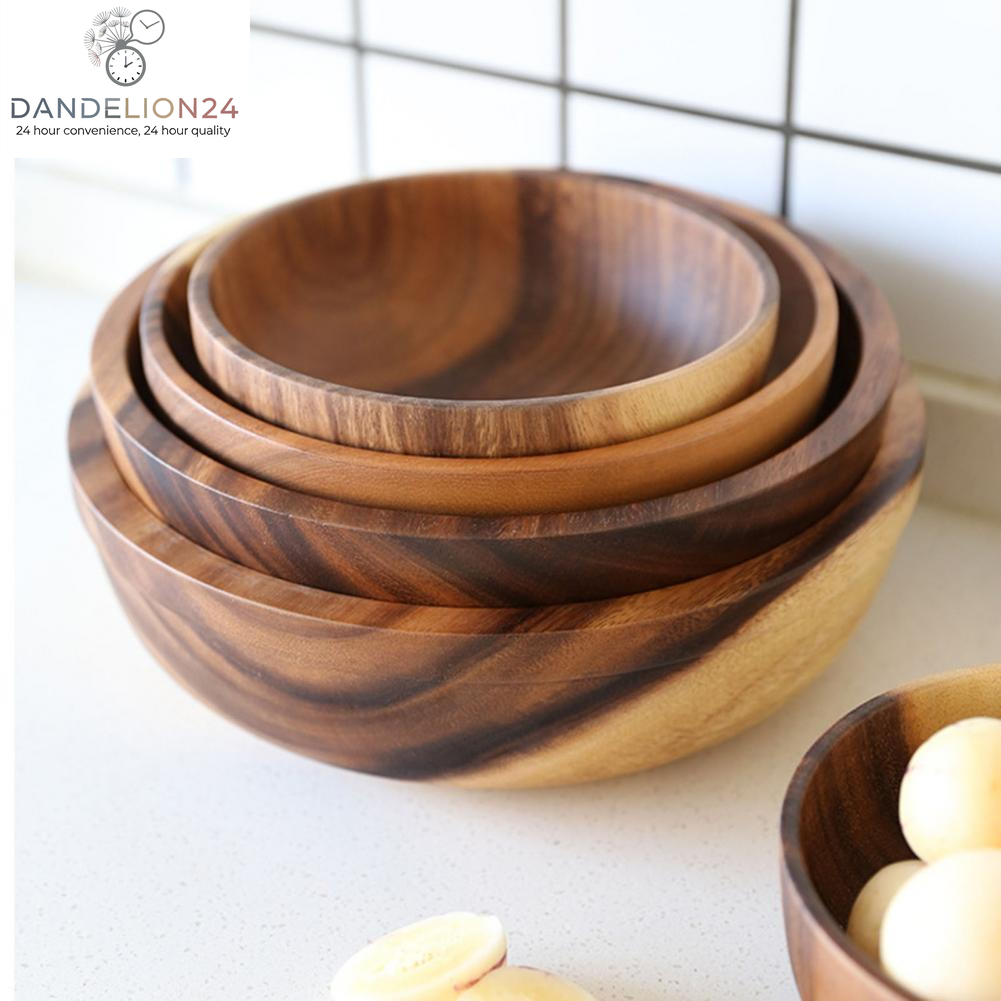 Kitchen Natural Wooden Bowl Household Fruit Bowl Salad Bowl for Home Restaurant Food Container Wooden Utensils Note the Size Hot
