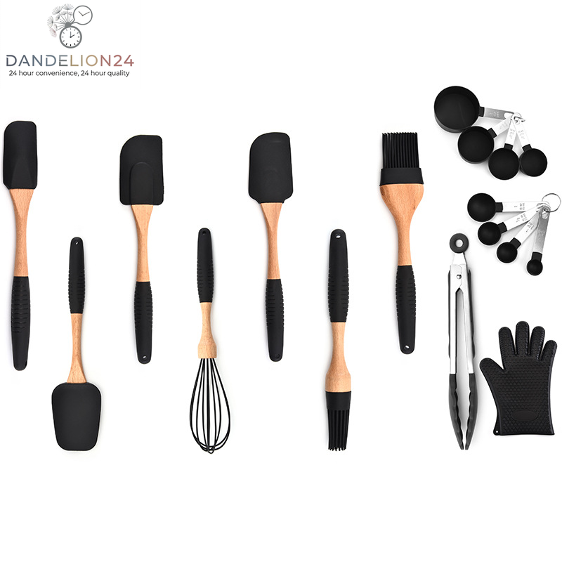 Kitchen Baking Gadgets Wooden Handle Silicone Kitchenware Storage