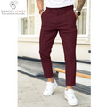 Men'S Double Fold Line Solid Color Casual Suit Pants