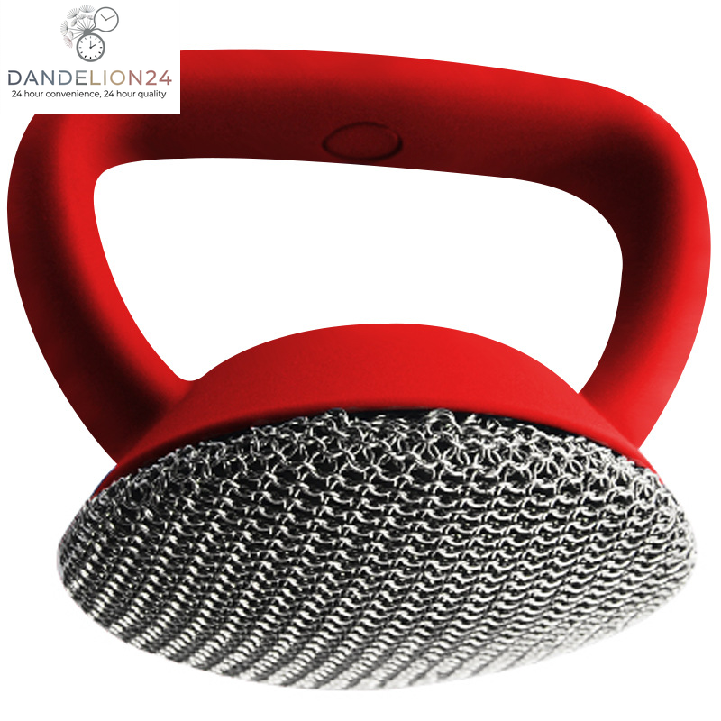 Cast Iron Scrubber 316 Stainless Steel Cast Iron Scrubber with Handle Steel Wool Scrubber round Chainmail Scrubber Brush Kitchen Gadgets
