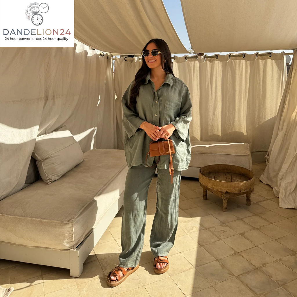 Casual Polyester Pocket Shirt Pants Suitable for Women'S Wide Leg Pants, Long Sleeved Shirt Set, Women'S Loose High Street Two-Piece Set