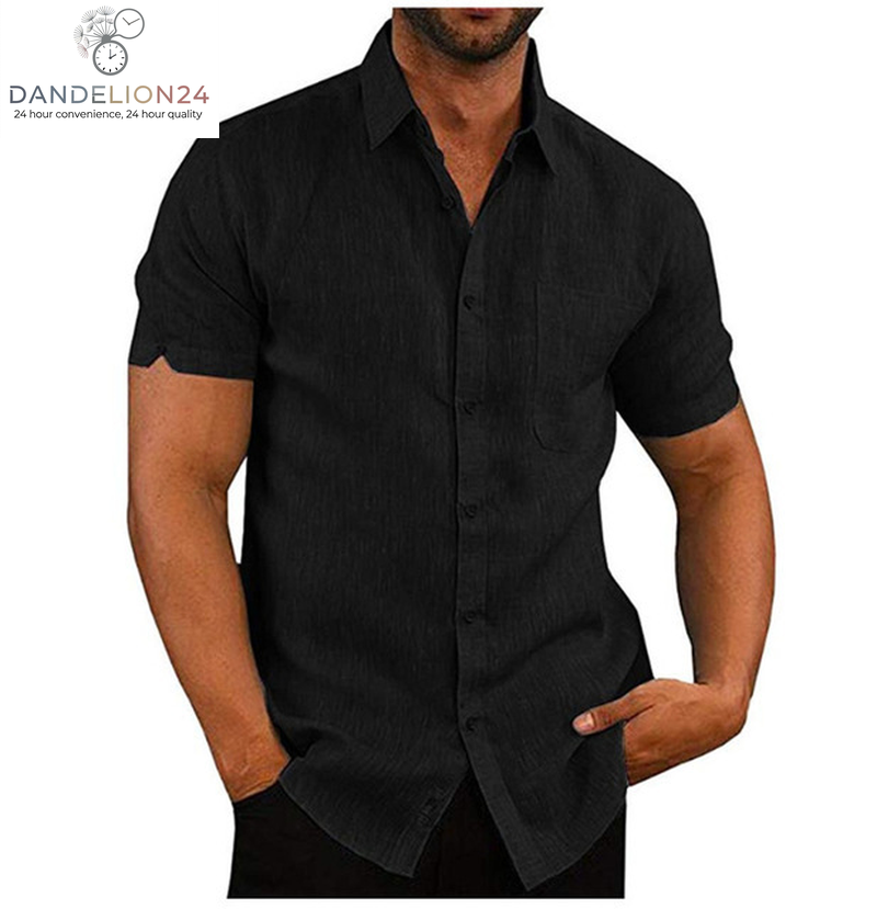 Men Short Sleeve Summer Solid Shirts Casual Loose Tops Tee