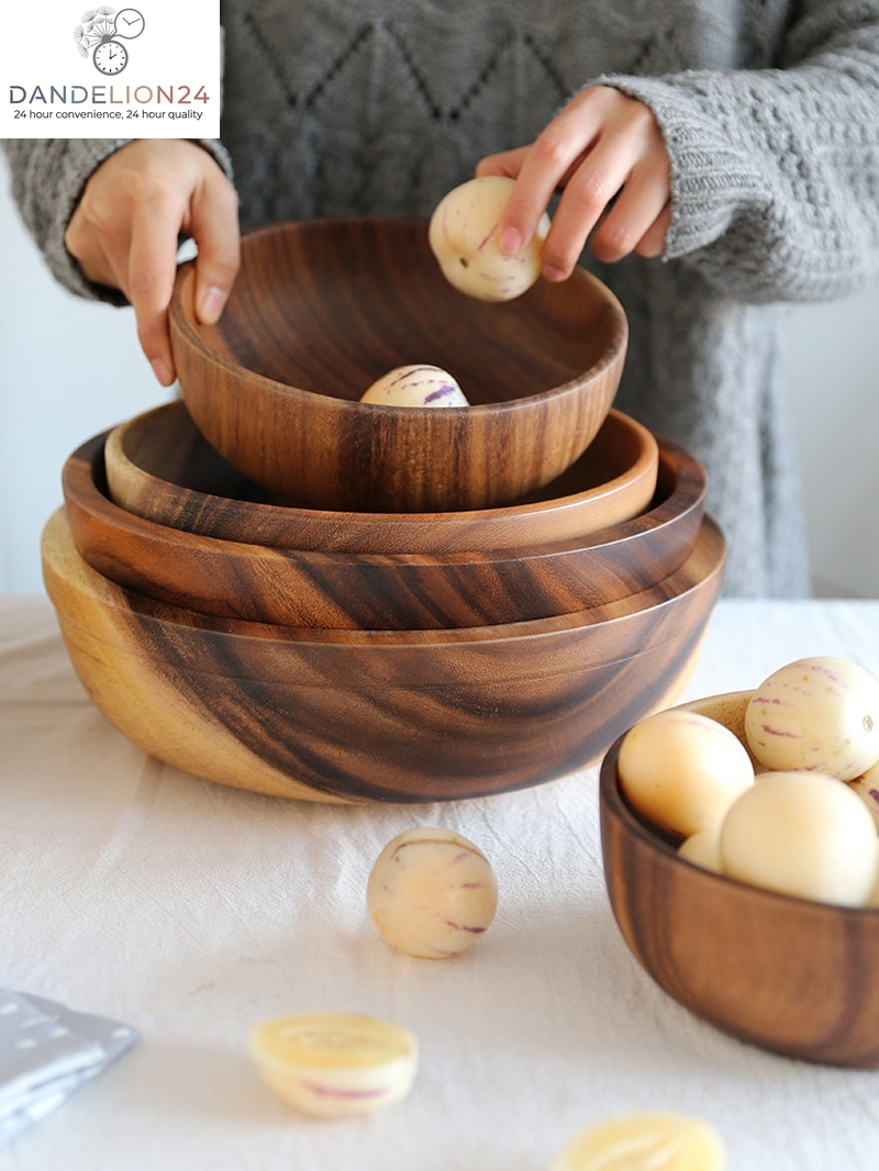Kitchen Natural Wooden Bowl Household Fruit Bowl Salad Bowl for Home Restaurant Food Container Wooden Utensils Note the Size Hot