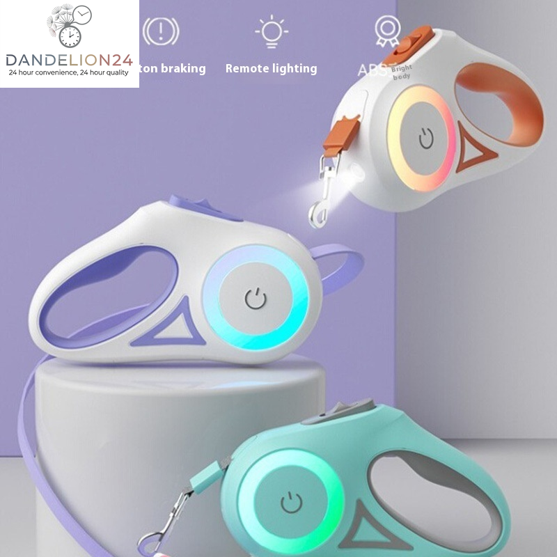 Dog Leash Retractable Leash and Dog Collar Spotlight Automatic Pet Dog Cat Traction Rope for Small Medium Dogs Pet Product