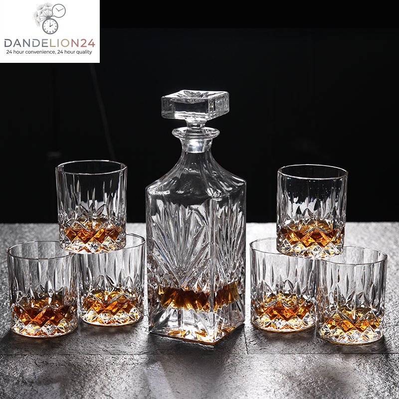 Lead-Free Crystal Glass Whiskey Glass Set 6Pcs Creative Red Wine Glass Decanter Bottle