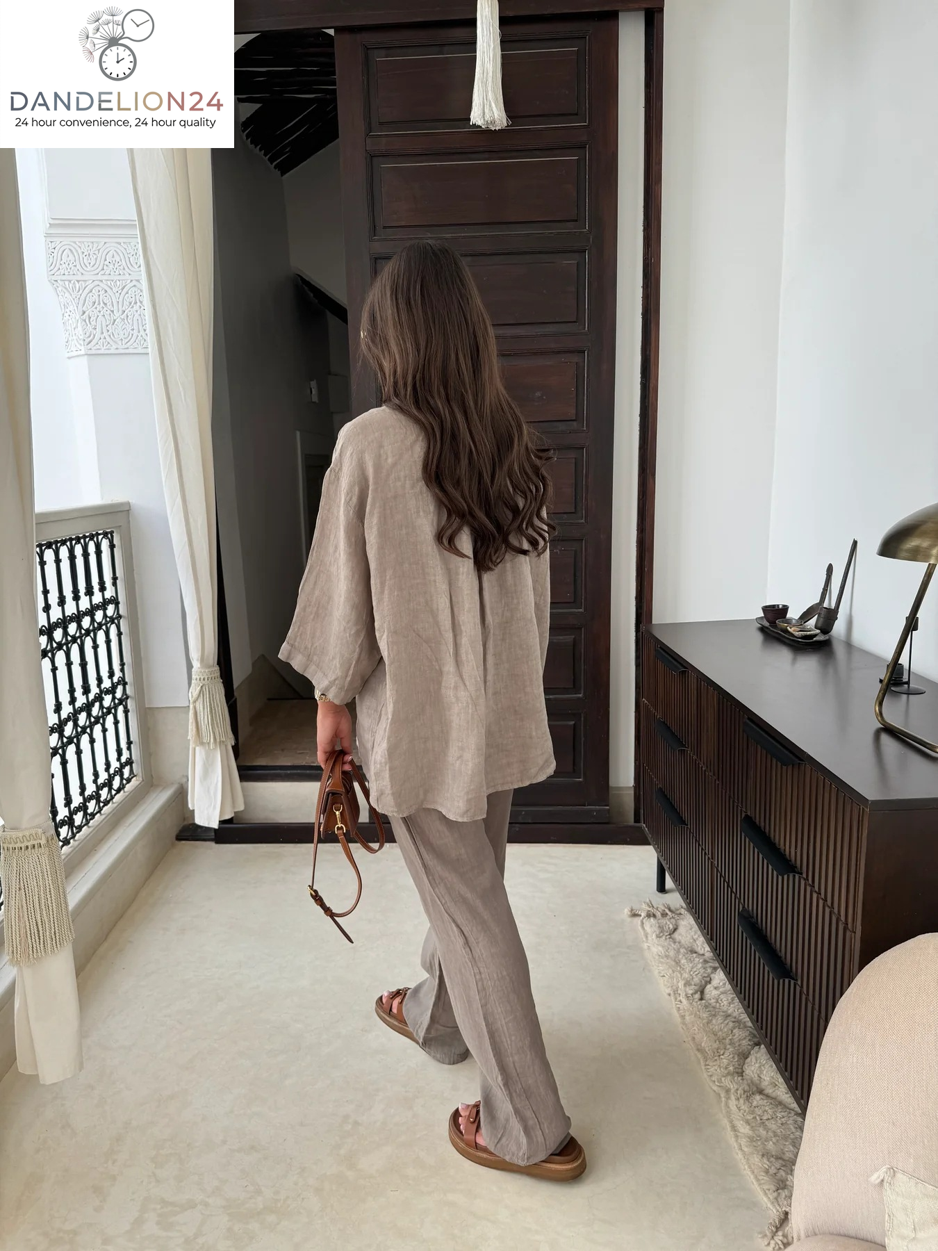 Casual Polyester Pocket Shirt Pants Suitable for Women'S Wide Leg Pants, Long Sleeved Shirt Set, Women'S Loose High Street Two-Piece Set