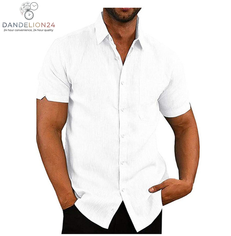 Men Short Sleeve Summer Solid Shirts Casual Loose Tops Tee