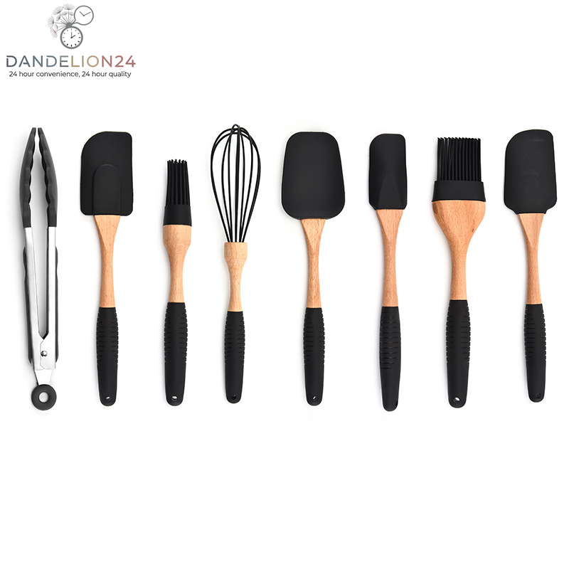 Kitchen Baking Gadgets Wooden Handle Silicone Kitchenware Storage
