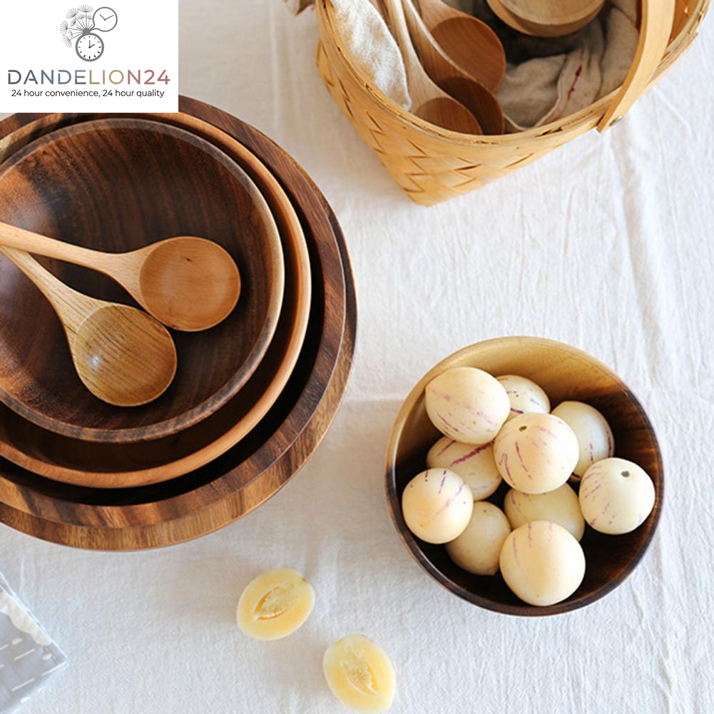 Kitchen Natural Wooden Bowl Household Fruit Bowl Salad Bowl for Home Restaurant Food Container Wooden Utensils Note the Size Hot