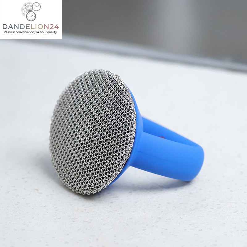 Cast Iron Scrubber 316 Stainless Steel Cast Iron Scrubber with Handle Steel Wool Scrubber round Chainmail Scrubber Brush Kitchen Gadgets