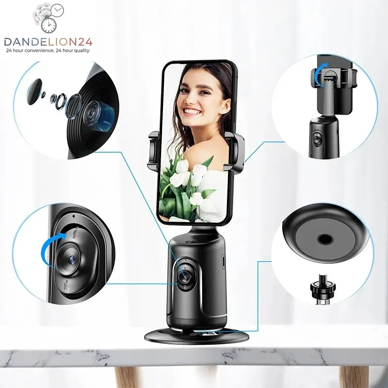 360 Auto Face Tracking Gimbal AI Smart Gimbal Face Tracking Auto Phone Holder for Smartphone Video Vlog Live Stabilizer Tripod