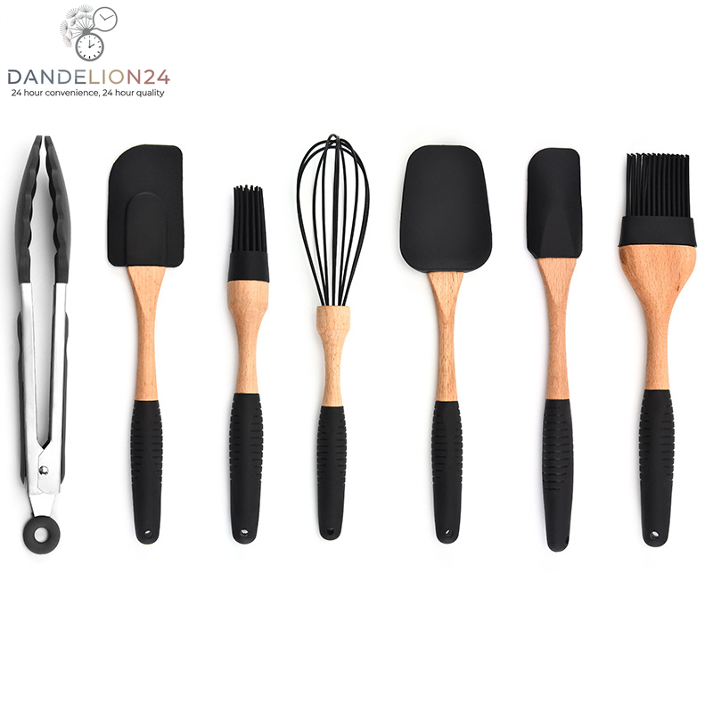 Kitchen Baking Gadgets Wooden Handle Silicone Kitchenware Storage