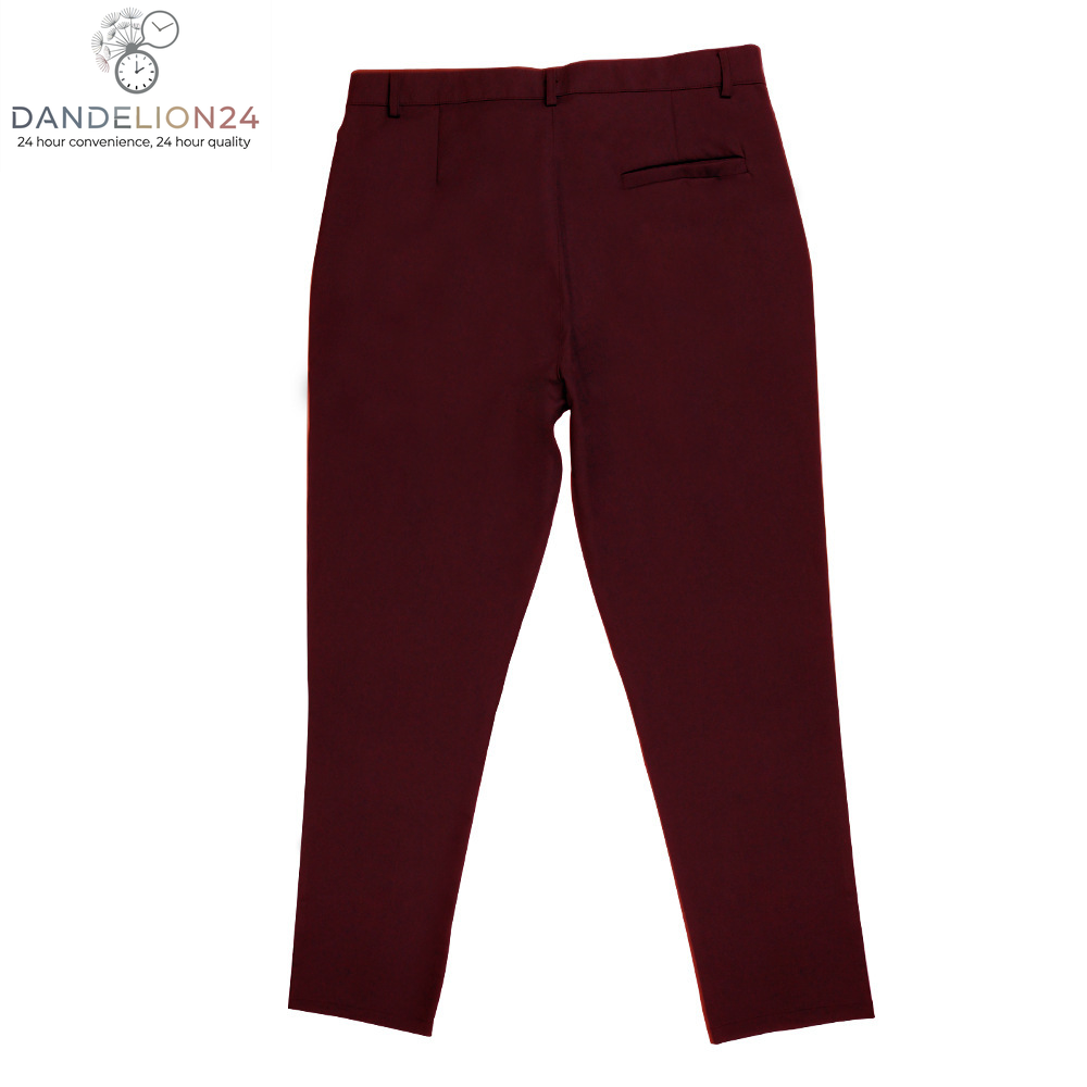 Men'S Double Fold Line Solid Color Casual Suit Pants