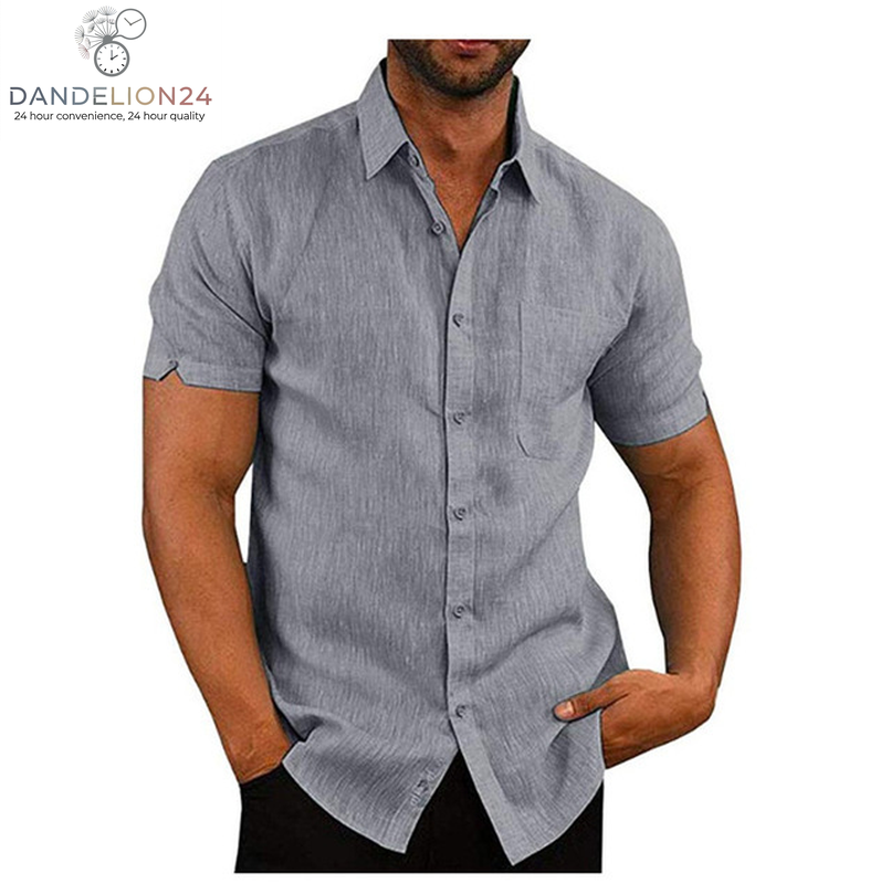 Men Short Sleeve Summer Solid Shirts Casual Loose Tops Tee