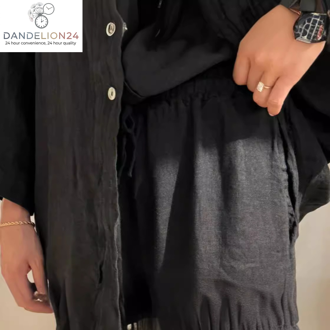 Casual Polyester Pocket Shirt Pants Suitable for Women'S Wide Leg Pants, Long Sleeved Shirt Set, Women'S Loose High Street Two-Piece Set